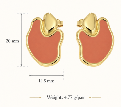 Irregularly Shaped Colored Enamel 925 Silver Earrings