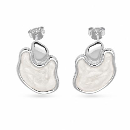 Irregularly Shaped Colored Enamel 925 Silver Earrings
