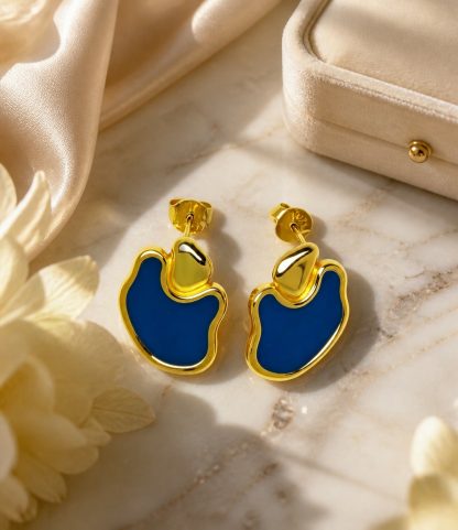 Irregularly Shaped Colored Enamel 925 Silver Earrings