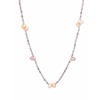 Minimalist Light Purple Gemstone Baroque Pearl Silver Beaded Adjustable Casual Romantic Occasions 925 Sterling Silver Necklace