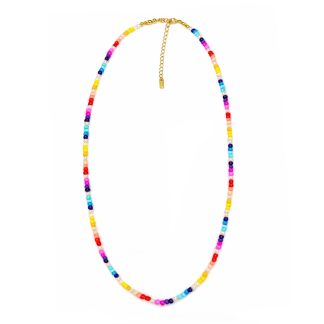 Boho Rainbow Glass Seed Beads Tiny Near Round Freshwater Pearl Beaded Adjustable Fine Jewelry Gift Holiday Beach Music Festival Daily Party 925 Sterling Silver Necklace