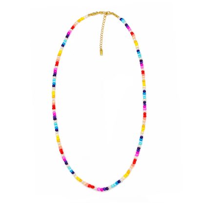 Boho Rainbow Glass Seed Beads Tiny Near Round Freshwater Pearl Beaded Adjustable Fine Jewelry Gift Holiday Beach Music Festival Daily Party 925 Sterling Silver Necklace