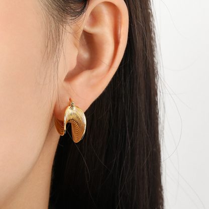 Daily Fashion Jewelry Stylish 925 Sterling Silver Silver Women Irregular Thread Shell Hoop Earrings