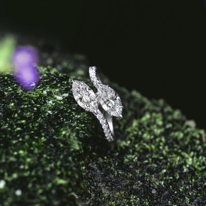 White Cubic Zirconia Double Marquise-Cut Interlaced 925 Sterling Silver Ring