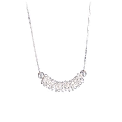 Geometric Beaded Design Silver 925 Sterling Silver Chain Necklace with Adjustable Length for Women 2025 Fashion Modern Elegant Gift