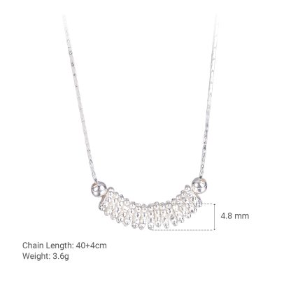 Geometric Beaded Design Silver 925 Sterling Silver Chain Necklace with Adjustable Length for Women 2025 Fashion Modern Elegant Gift