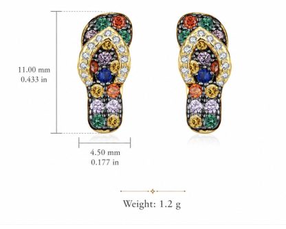 Colorful Skateboard Style Cubic Zirconia Gold Plated 925 Sterling Silver Earrings