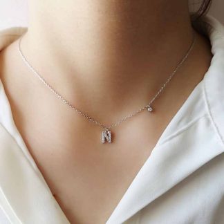 Holiday CZ 26 A-Z Initial Letters 925 Sterling Silver Necklace