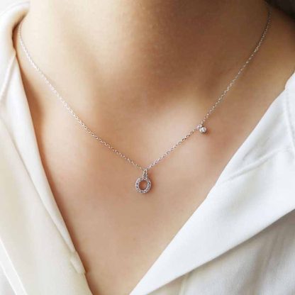 Holiday CZ 26 A-Z Initial Letters 925 Sterling Silver Necklace