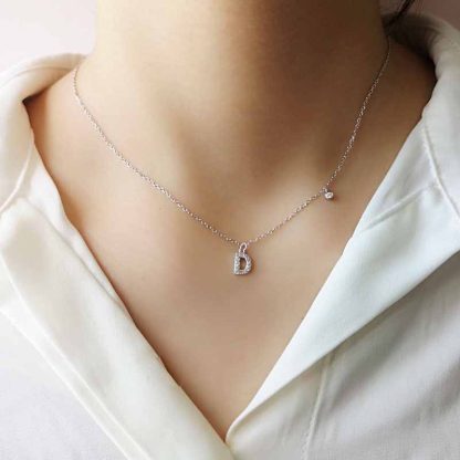 Holiday CZ 26 A-Z Initial Letters 925 Sterling Silver Necklace