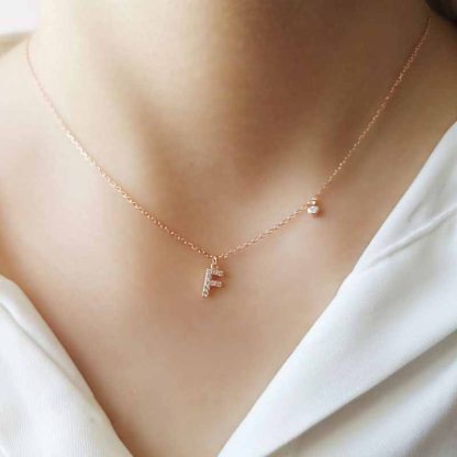 Holiday CZ 26 A-Z Initial Letters 925 Sterling Silver Necklace