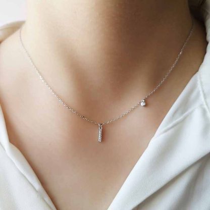 Holiday CZ 26 A-Z Initial Letters 925 Sterling Silver Necklace