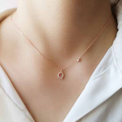 Holiday CZ 26 A-Z Initial Letters 925 Sterling Silver Necklace