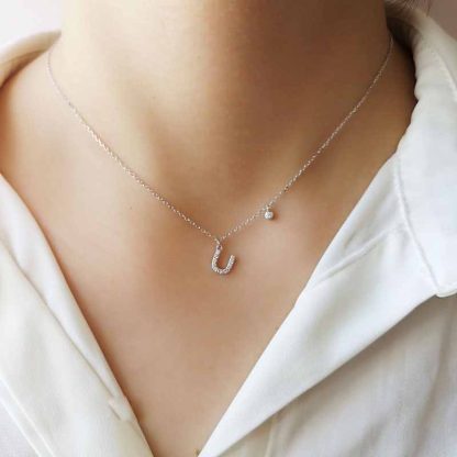Holiday CZ 26 A-Z Initial Letters 925 Sterling Silver Necklace