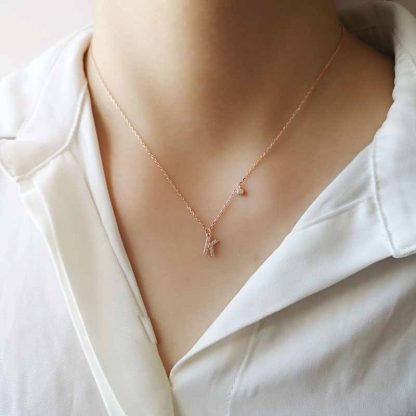 Holiday CZ 26 A-Z Initial Letters 925 Sterling Silver Necklace
