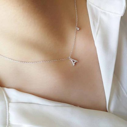 Holiday CZ 26 A-Z Initial Letters 925 Sterling Silver Necklace