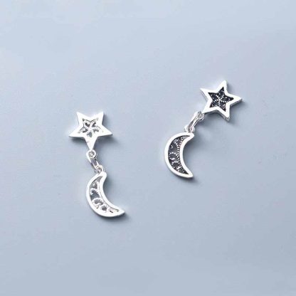 Vintage Stars Crescent Moon 925 Sterling Silver DIY Charms