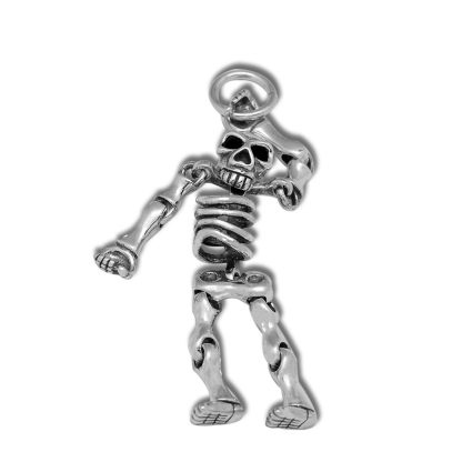 NEW Vintage Thai Solid 925 Sterling Silver Skeleton Skull Pendant Men