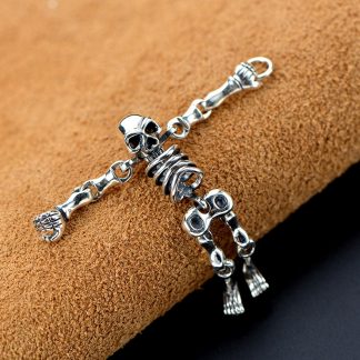 NEW Vintage Thai Solid 925 Sterling Silver Skeleton Skull Pendant Men