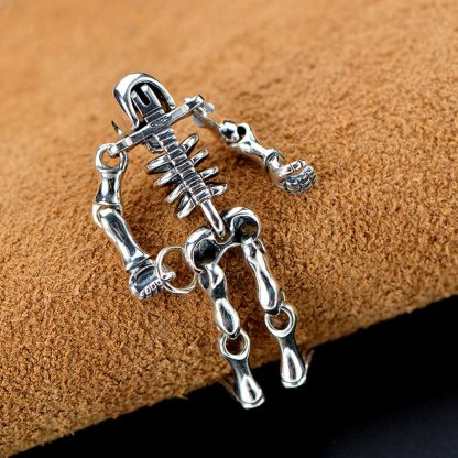 NEW Vintage Thai Solid 925 Sterling Silver Skeleton Skull Pendant Men