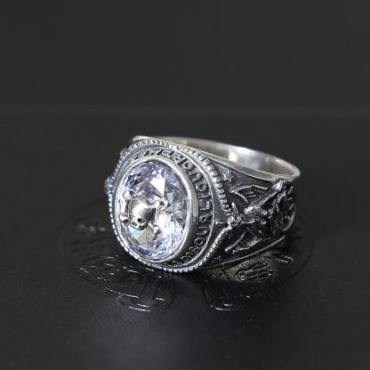 Chinese Oxide Spider CZ Skull 925 Silver Ring Man