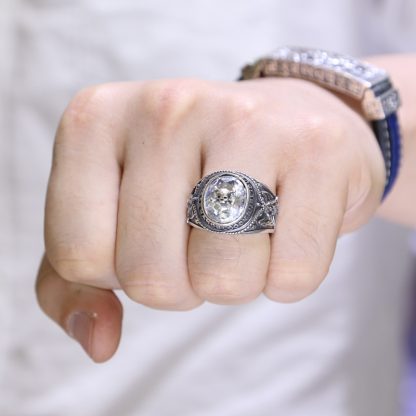 Chinese Oxide Spider CZ Skull 925 Silver Ring Man