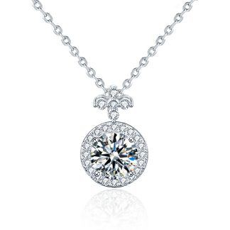 Party Lucky Moissanite CZ Four Leaf Clover 925 Sterling Silver Necklace