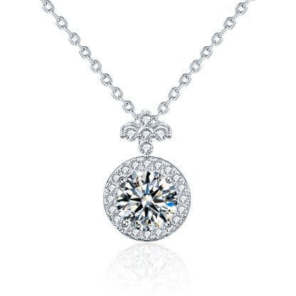 Party Lucky Moissanite CZ Four Leaf Clover 925 Sterling Silver Necklace