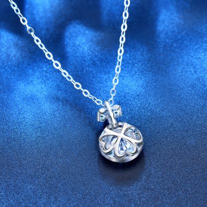 Party Lucky Moissanite CZ Four Leaf Clover 925 Sterling Silver Necklace