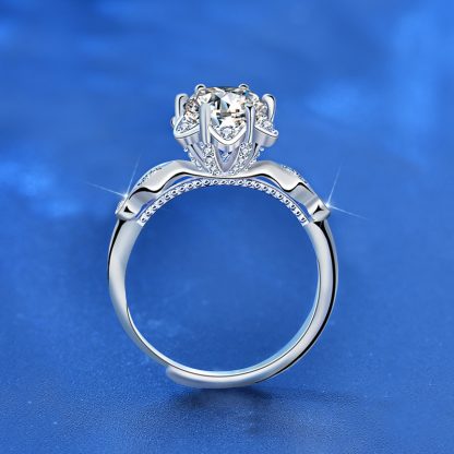 Party Moissanite CZ Hexagram Star 925 Sterling Silver Adjustable Ring
