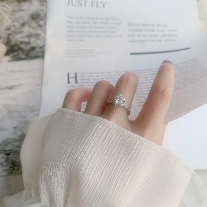Party Moissanite CZ Hexagram Star 925 Sterling Silver Adjustable Ring