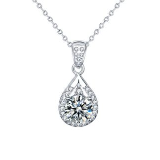 Holiday Waterdrop Moissanite CZ 925 Sterling Silver Necklace