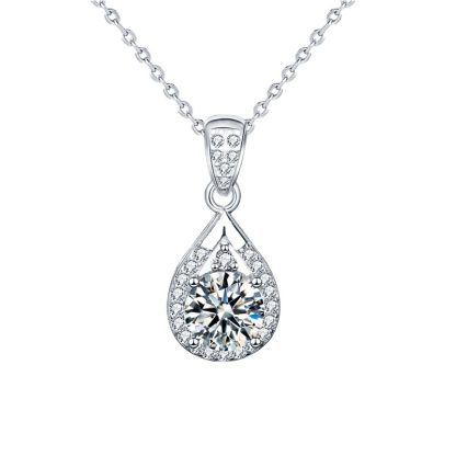 Holiday Waterdrop Moissanite CZ 925 Sterling Silver Necklace