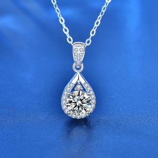 Holiday Waterdrop Moissanite CZ 925 Sterling Silver Necklace