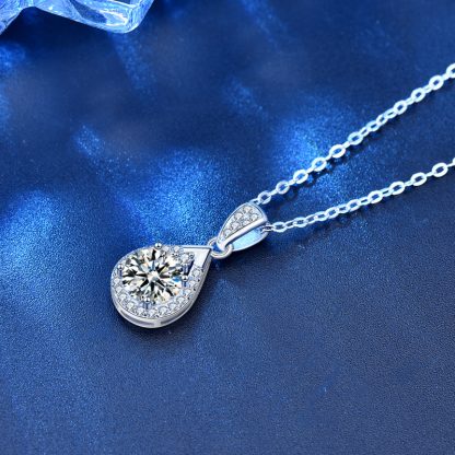 Holiday Waterdrop Moissanite CZ 925 Sterling Silver Necklace
