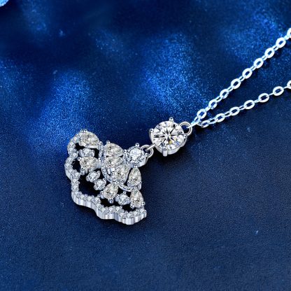Girl Hollow Moissanite CZ Skirt 925 Sterling Silver Necklace