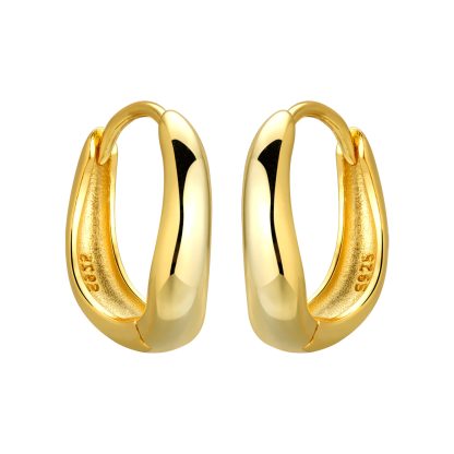 Irregular Geometric 925 Sterling Silver Smooth Polished Huggie Hoop Earrings