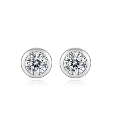 Mosang Stone 50 points 1 2 carat Bubble Thread Earrings 925 Silver Plated 14k gold-plated Earrings Rose gold-plated