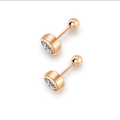 Mosang Stone 50 points 1 2 carat Bubble Thread Earrings 925 Silver Plated 14k gold-plated Earrings Rose gold-plated