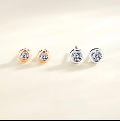 Mosang Stone 50 points 1 2 carat Bubble Thread Earrings 925 Silver Plated 14k gold-plated Earrings Rose gold-plated