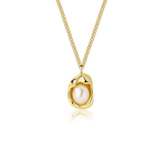 Elegant Women 925 Sterling Silver Chain Geometric Shell Pearl Pendant Necklace