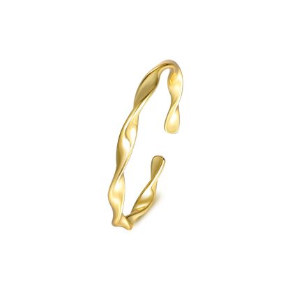 Geometric Gold Plating Minimalist Fashion Jewelry Mobius Loop Design Adjustable 925 Sterling Silver Ring