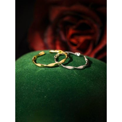 Geometric Gold Plating Minimalist Fashion Jewelry Mobius Loop Design Adjustable 925 Sterling Silver Ring