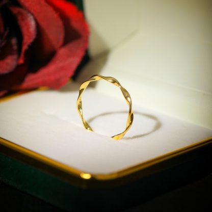 Geometric Gold Plating Minimalist Fashion Jewelry Mobius Loop Design Adjustable 925 Sterling Silver Ring