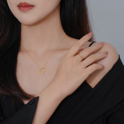 Geometric Gold Plating Minimalist Fashion Jewelry Mobius Loop Design Adjustable 925 Sterling Silver Ring