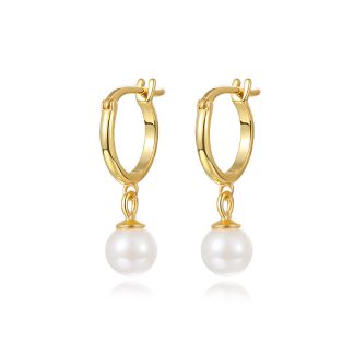 Elegant Fashion Women Light Luxury Style S925 Sterling Silver Pearls Hoop Earrings