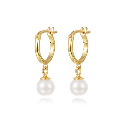 Elegant Fashion Women Light Luxury Style S925 Sterling Silver Pearls Hoop Earrings