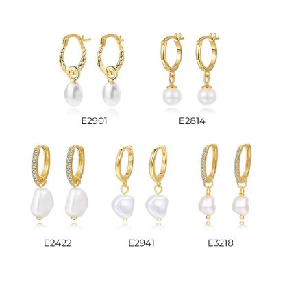 Elegant Fashion Women Light Luxury Style S925 Sterling Silver Pearls Hoop Earrings