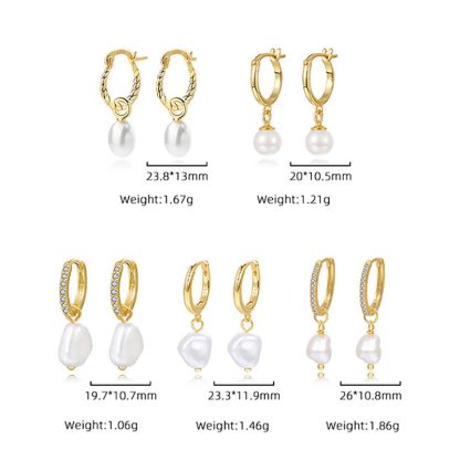 Elegant Fashion Women Light Luxury Style S925 Sterling Silver Pearls Hoop Earrings
