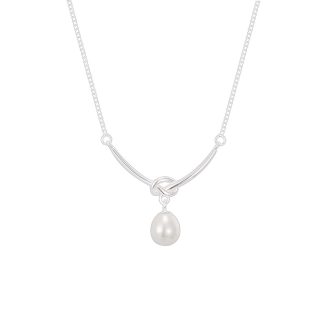 Natural Freshwater Pearl Knot Design S925 Sterling Silver Chain Necklace